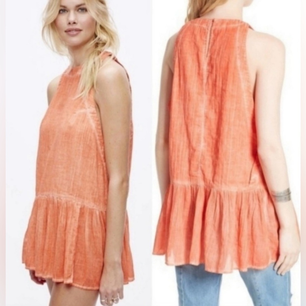 Free People Breathless Moments Tunic Salmon-coral color
